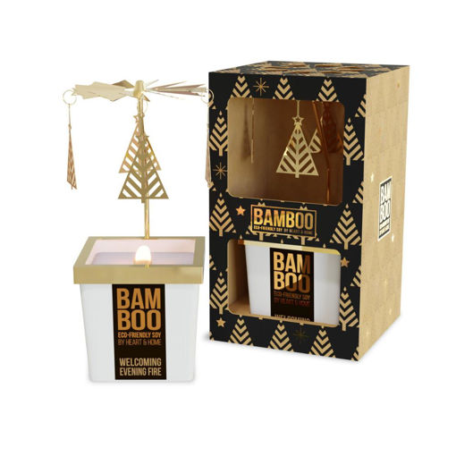 Picture of H&H - BAMBOO GIFT SET SMALL CANDLE & CAROUSEL